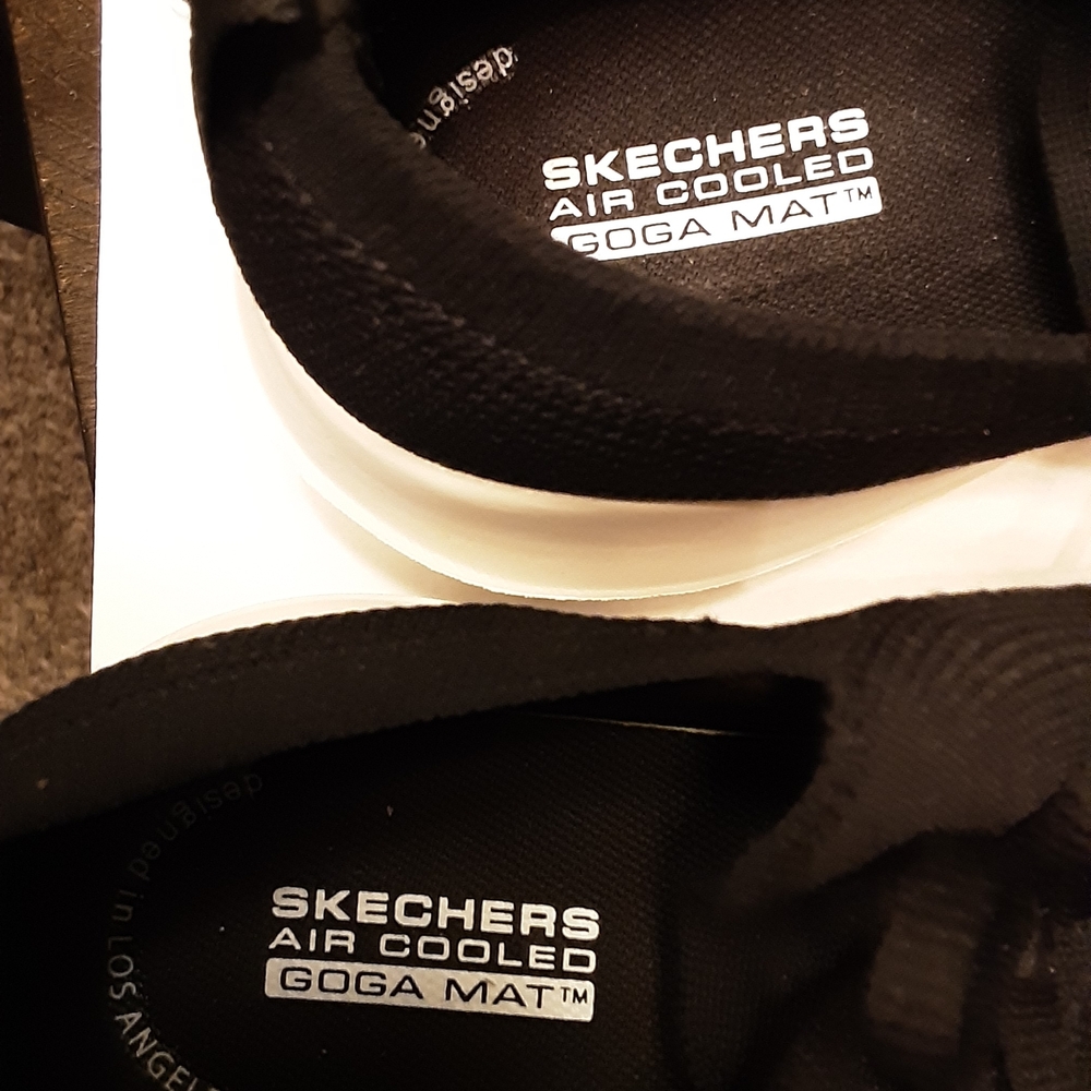 Skechers Black Slip-On Sneakers with White Sole